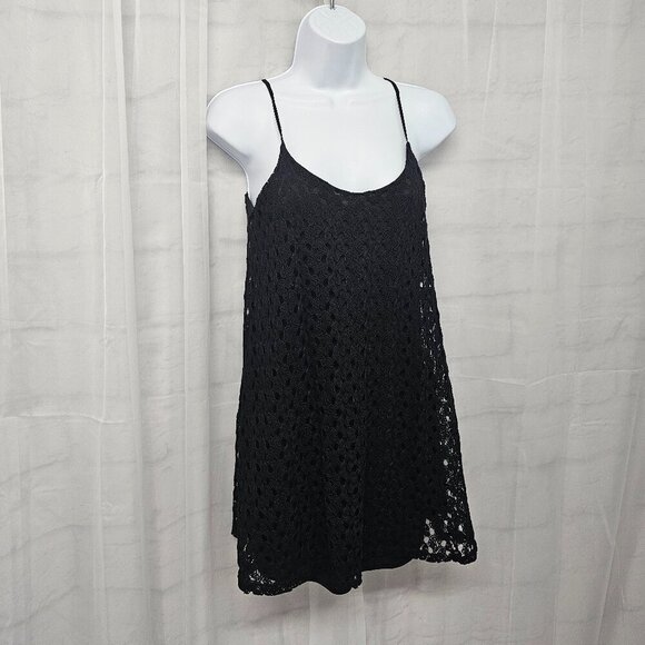 MmMmMm Black Crochet Lace Tunic Tank Boho Goth Fairy S - Picture 4 of 10